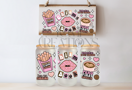 Chisme Book 16 Oz frosted glass