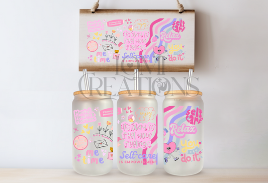 It's Okay to feel your feelings 16 Oz frosted glass