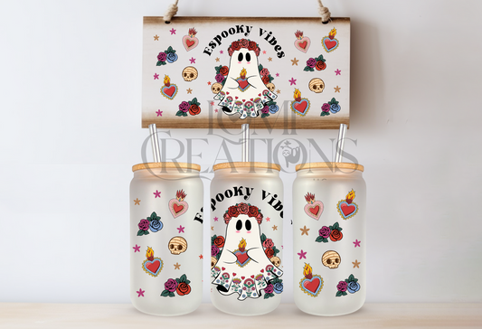 Spooky Vibes 16 Oz frosted glass