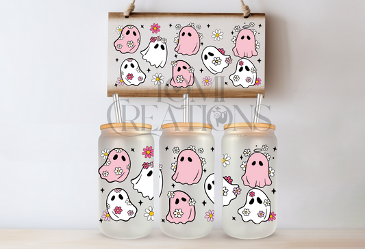 Flower ghosty 16 Oz frosted glass