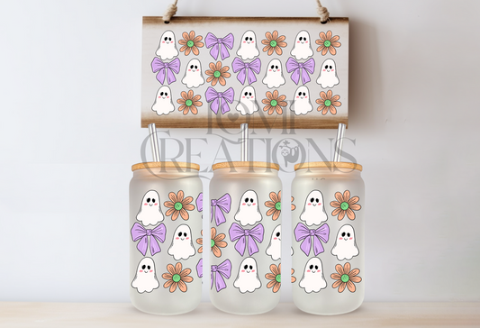 Ghosty purple coquette 16 Oz frosted glass